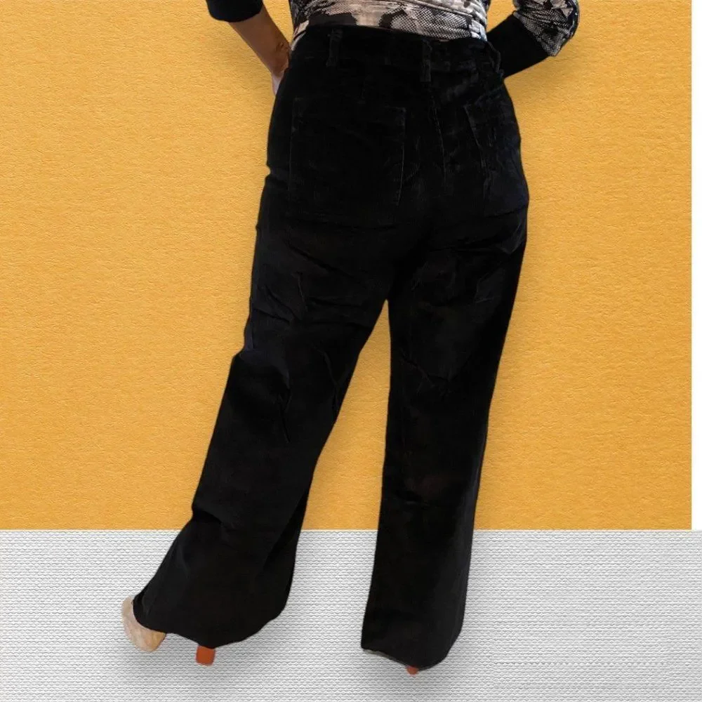 ZARA Pitch Black Corduroy Pants Jeans - Picture 3 of 14